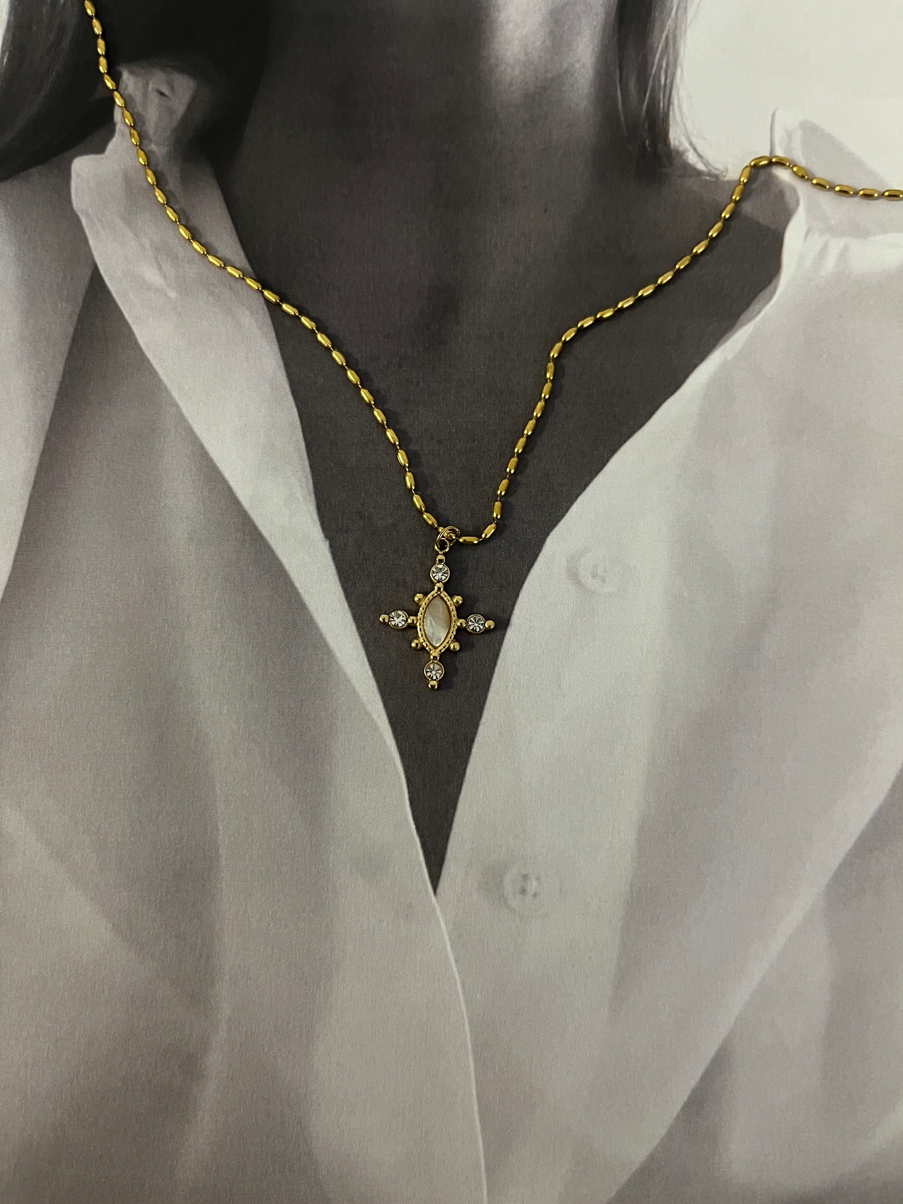 Stone Cross Necklace