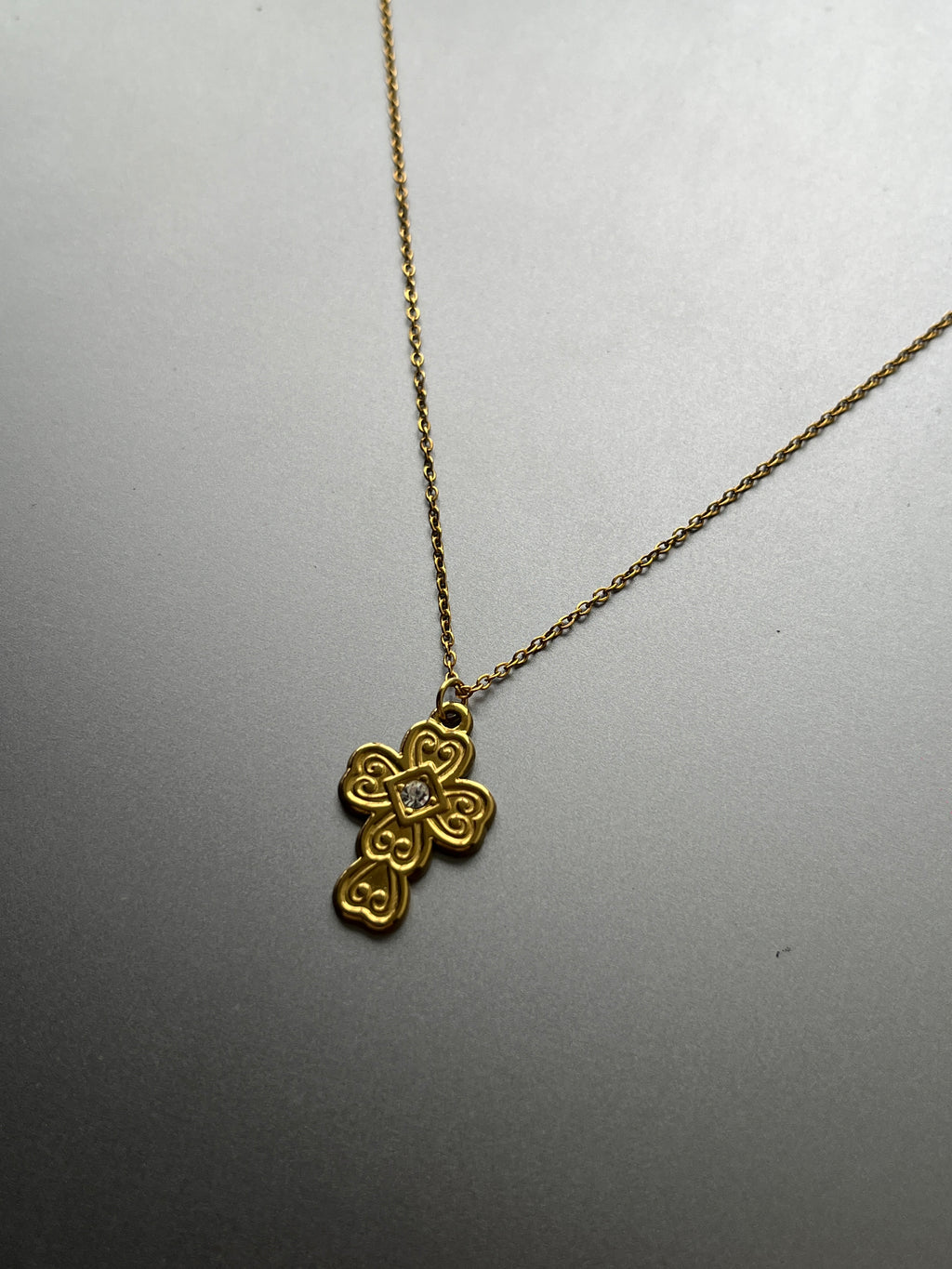 Carved Cross Necklace
